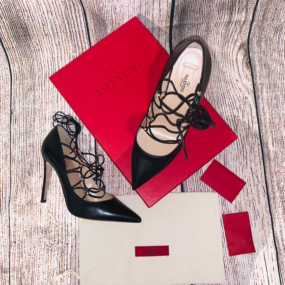 Valentino Garavani Black Ankle Strap Heel